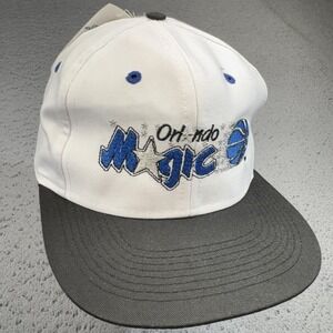 Orlando Magic Hat Cap Snapback White Black NBA Logo 7 Script 90s NOS